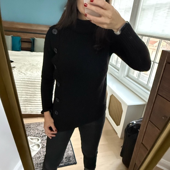 Women's Black Button-Detail Sweater - Picture 2 of 4